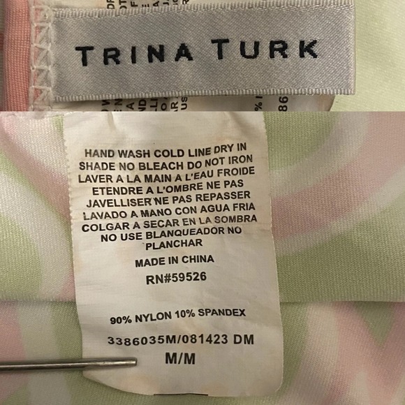 TRINA TURK Floral La Palma Swim Tunic Size Medium Cover-Up Tropical Resortwear - Picture 7 of 10